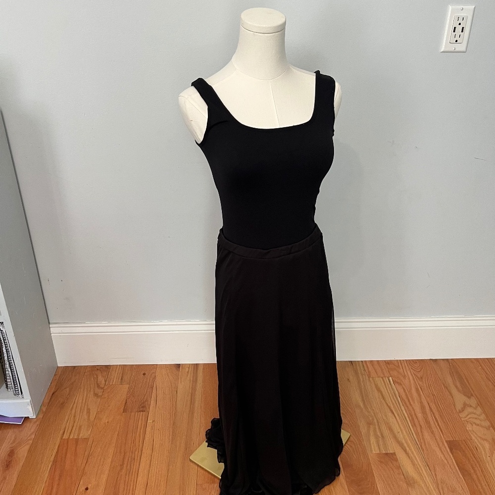 Dress barn Collection Women's Black Chiffon Lined Evening Skirt Size S Pull-on